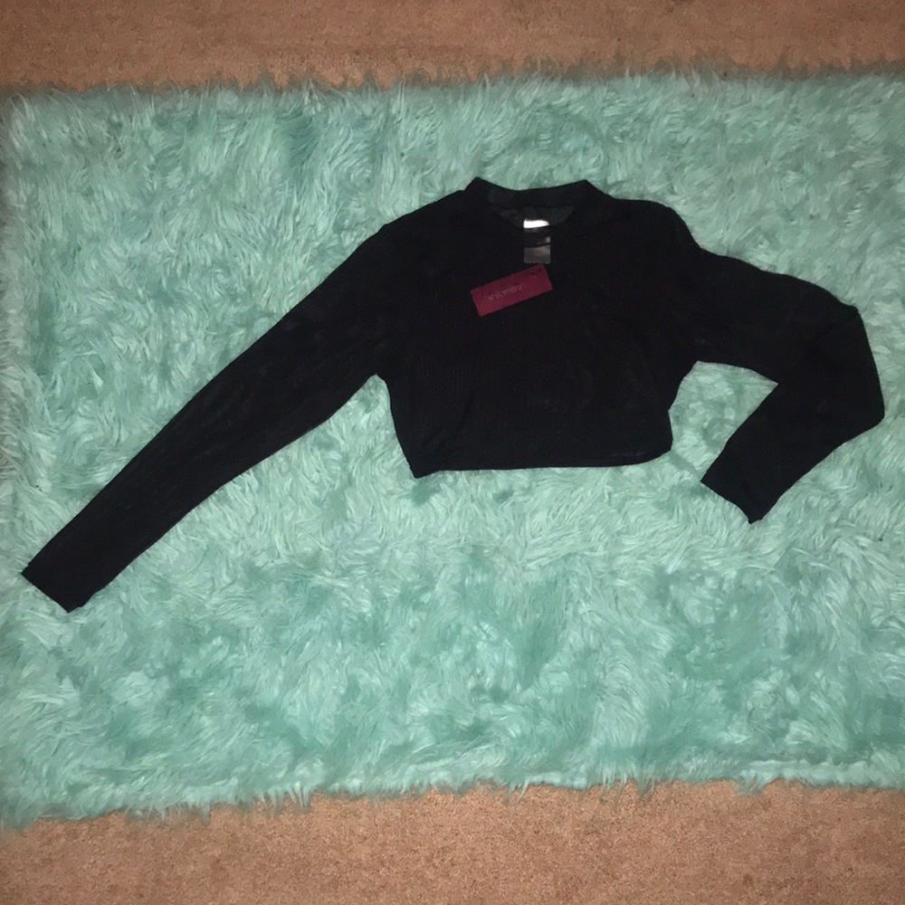 NWT Xhilaration sheer crop top long sleeve coverup